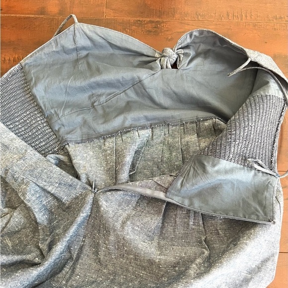 MADEWELL Chambray Tie Front Babydoll Mini Dress Blue Size 6 - Picture 8 of 14